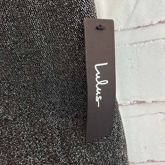 Lulus Take Me Anywhere Silver Sparkly Asymmetrical Bodycon Mini Dress size S - Picture 8 of 12